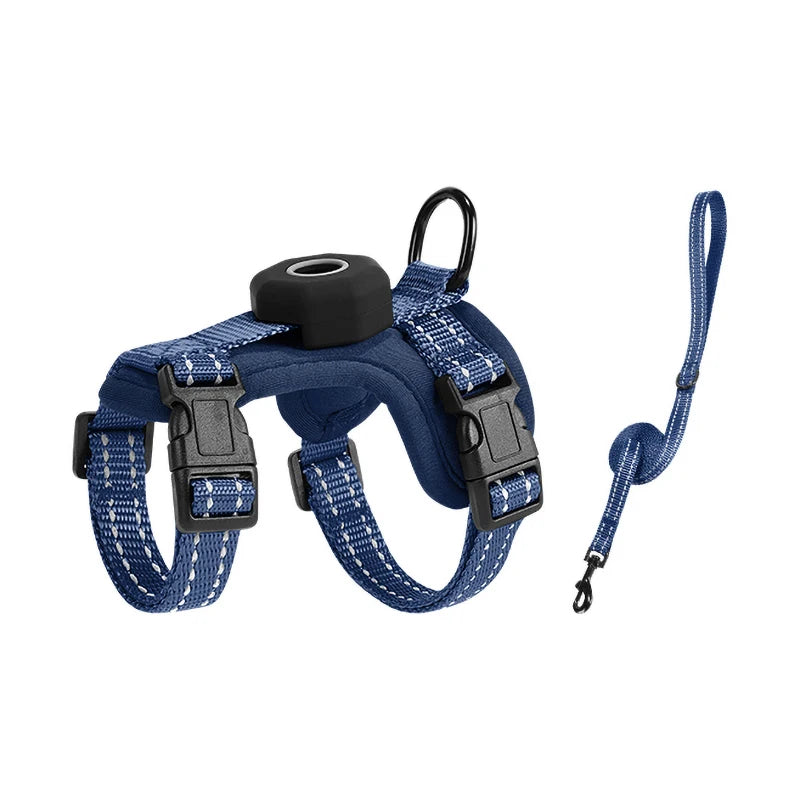 Escape-Proof Cat Harness with AirTag Holder Lightweight Reflective Adjustable Kitten Vest Harness for Outdoor Walking Active Cat