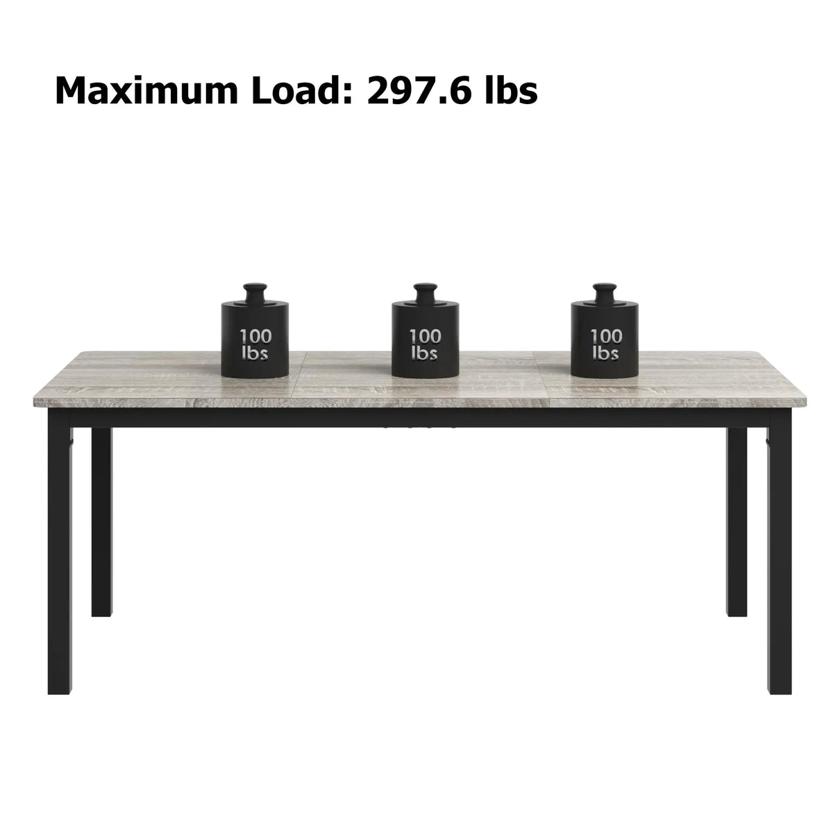 EliteZ Farmhouse Wooden Dining Table With Industrial Metal Frame