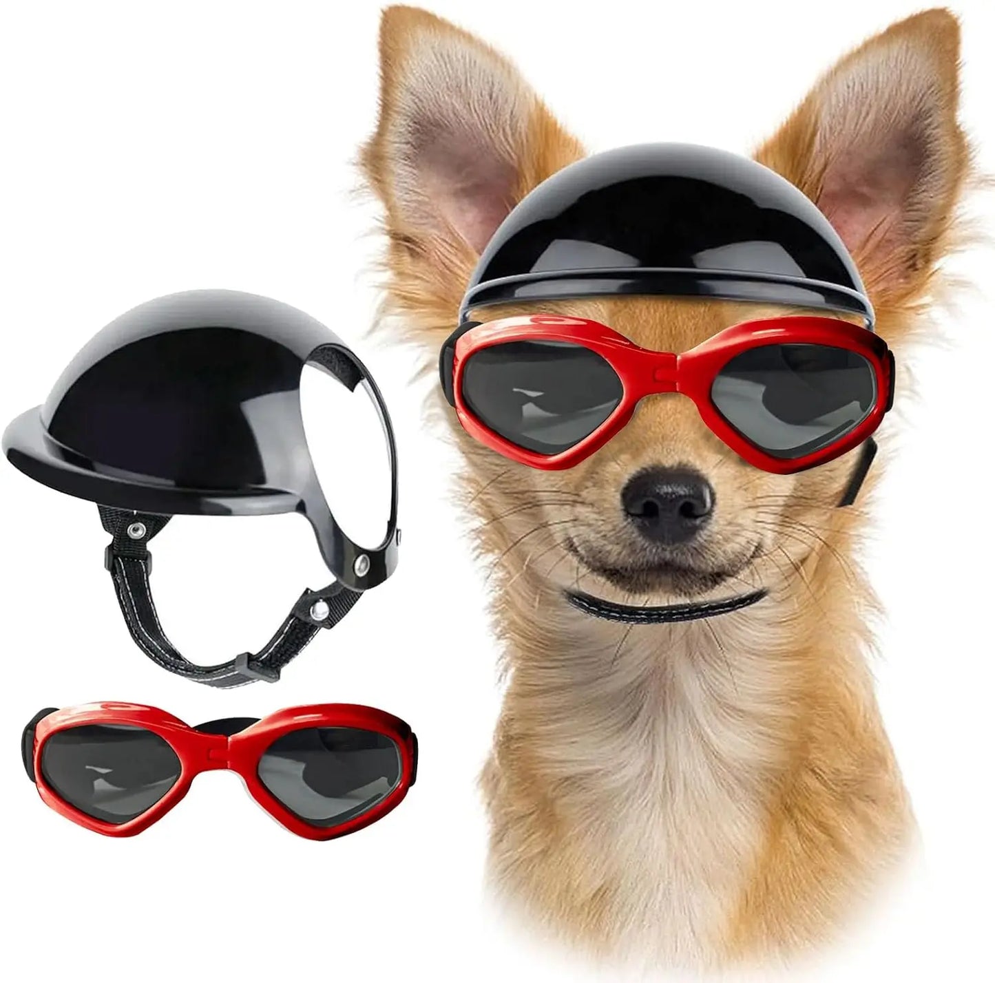 ATUBAN Cool Pet Motorcycle Helmet - Lightweight Goggles & Ear Holes Design, Stylish Protection for Small Dogs Riding & Driving