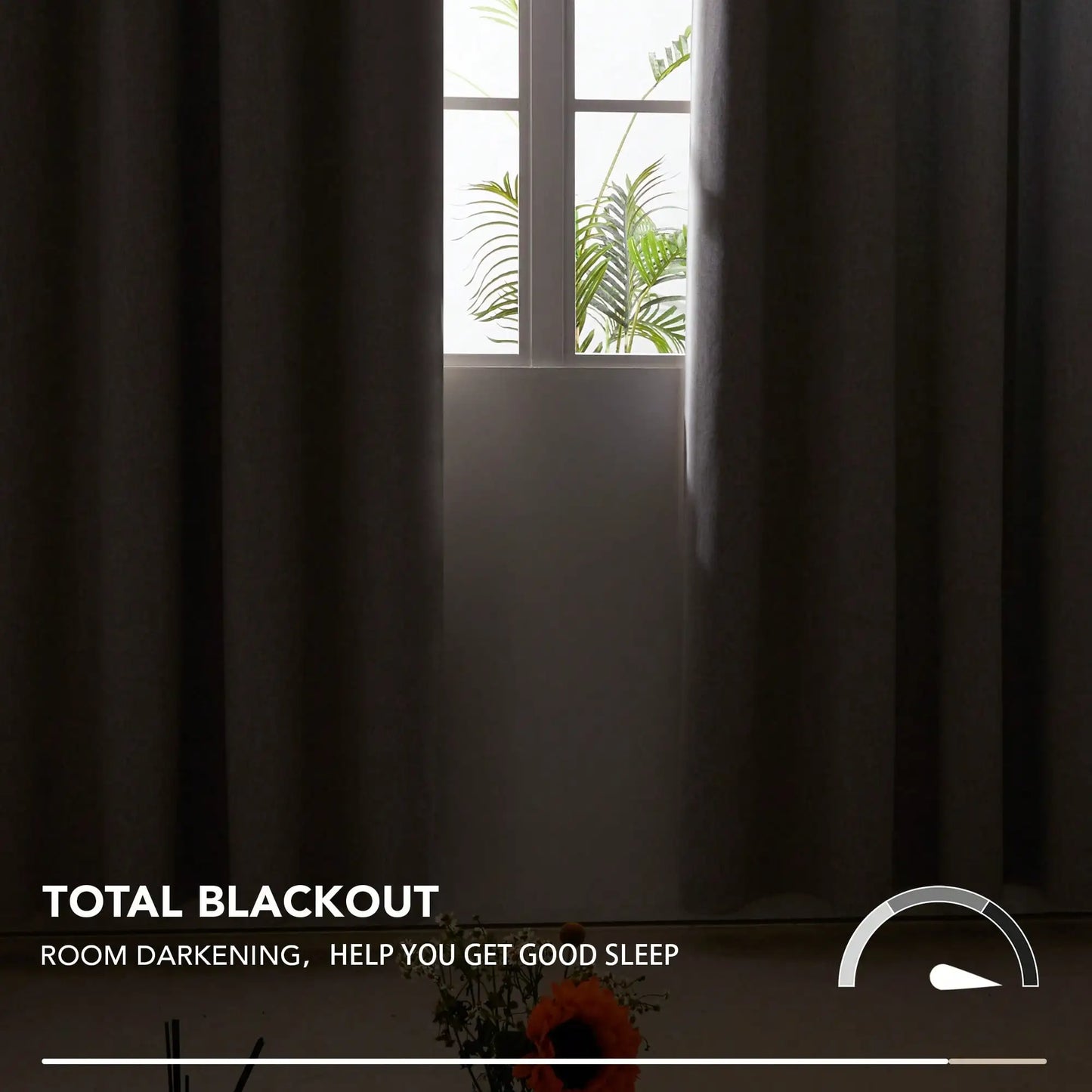 2 Pcs Full Blackout Curtains Faux Linen For Bedroom & Living Room - 100% Light Blocking Thermal Insulated Room Darkening, Noise Reducing, Modern Contemporary Style, 52 Inch Wide