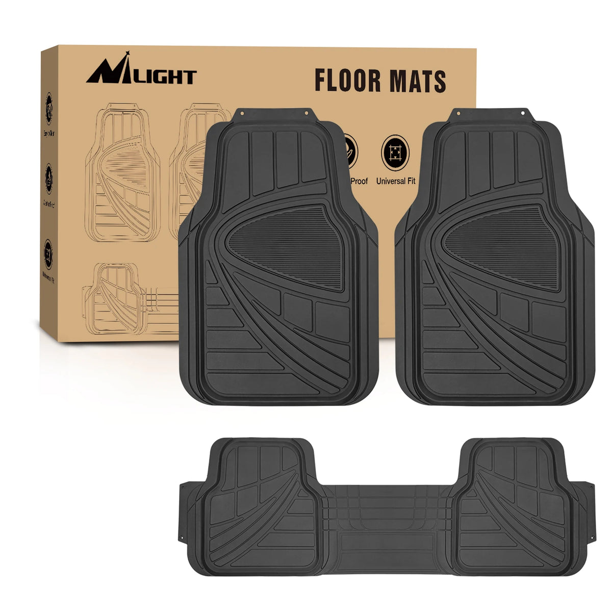 Nilight PVC Floor Mats for Cars Trucks SUVs,Universal Trim to Fit for Most Vehicles,All Weather Protection Heavy Duty Floor Liners,Pack of 4