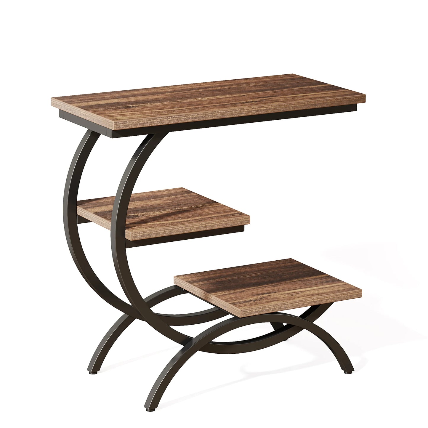 Tribesigns C Shaped End Table 3 Tier Industrial Bedside Storage