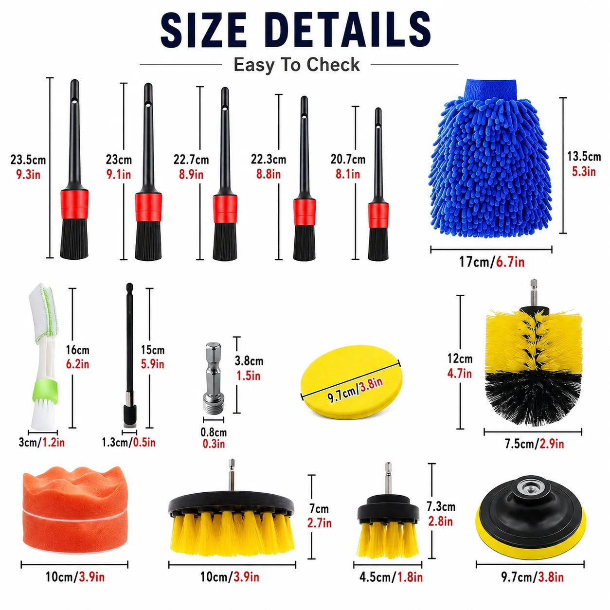 New Car Cleaning Kit Scrubber Drill Detailing Brush Set Air Conditioner Vents Towel Polisher Car Auto Detailing Tools