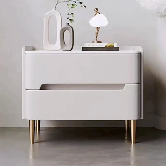 MOYU Modern Luxury Marble Top Nightstand With Wood Frame Storage