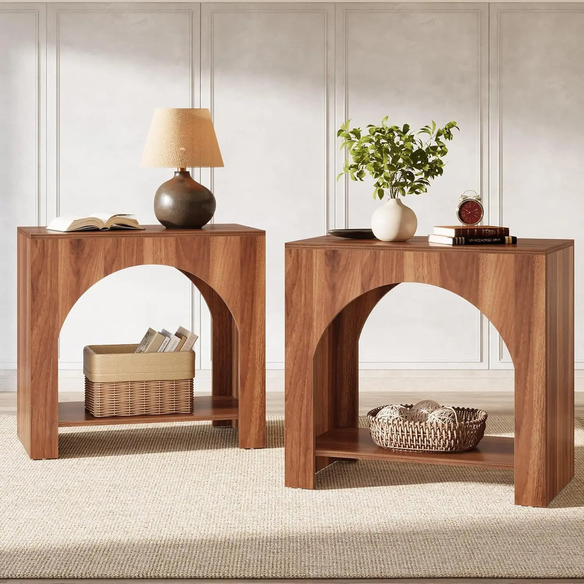 Farmhouse Nightstand With Storage Bedside Table For Bedroom Wooden Metal