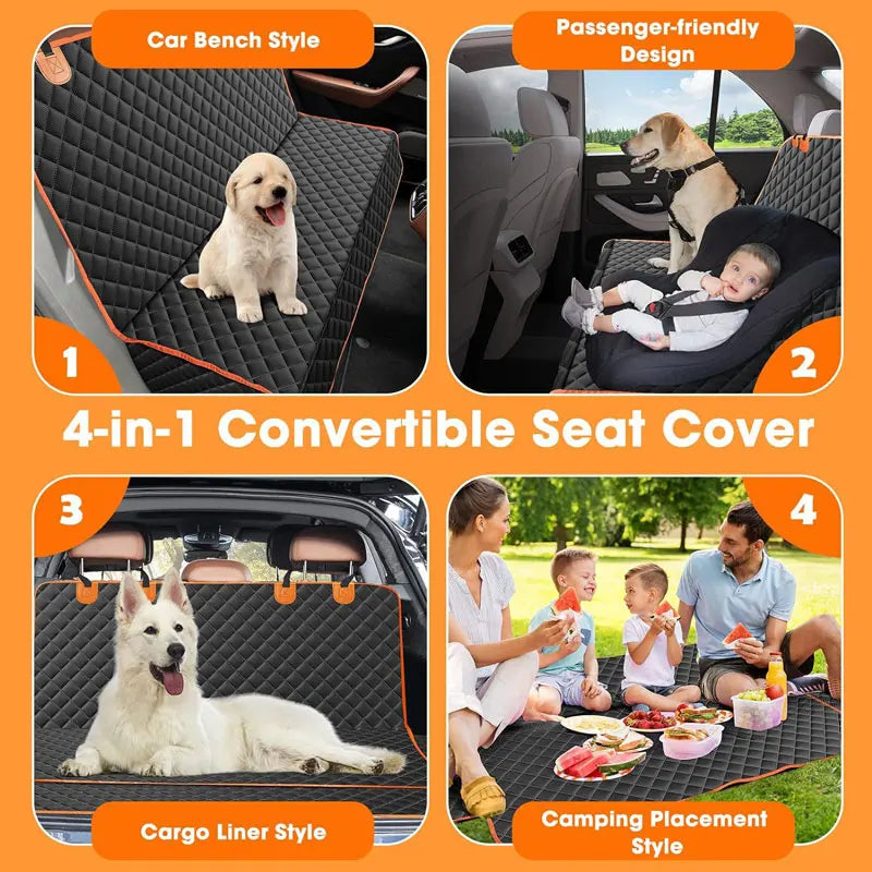 Dog Car Seat Cover Waterproof Pet Dog Carriers Travel Mat Hammock For Small Medium Large Dogs Car Rear Back Seat Safety Pad