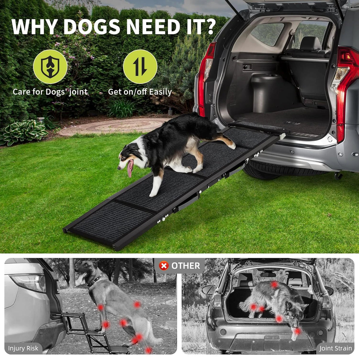 HiMISS Folding Non Slip Dog Car Ramp for Large Dogs