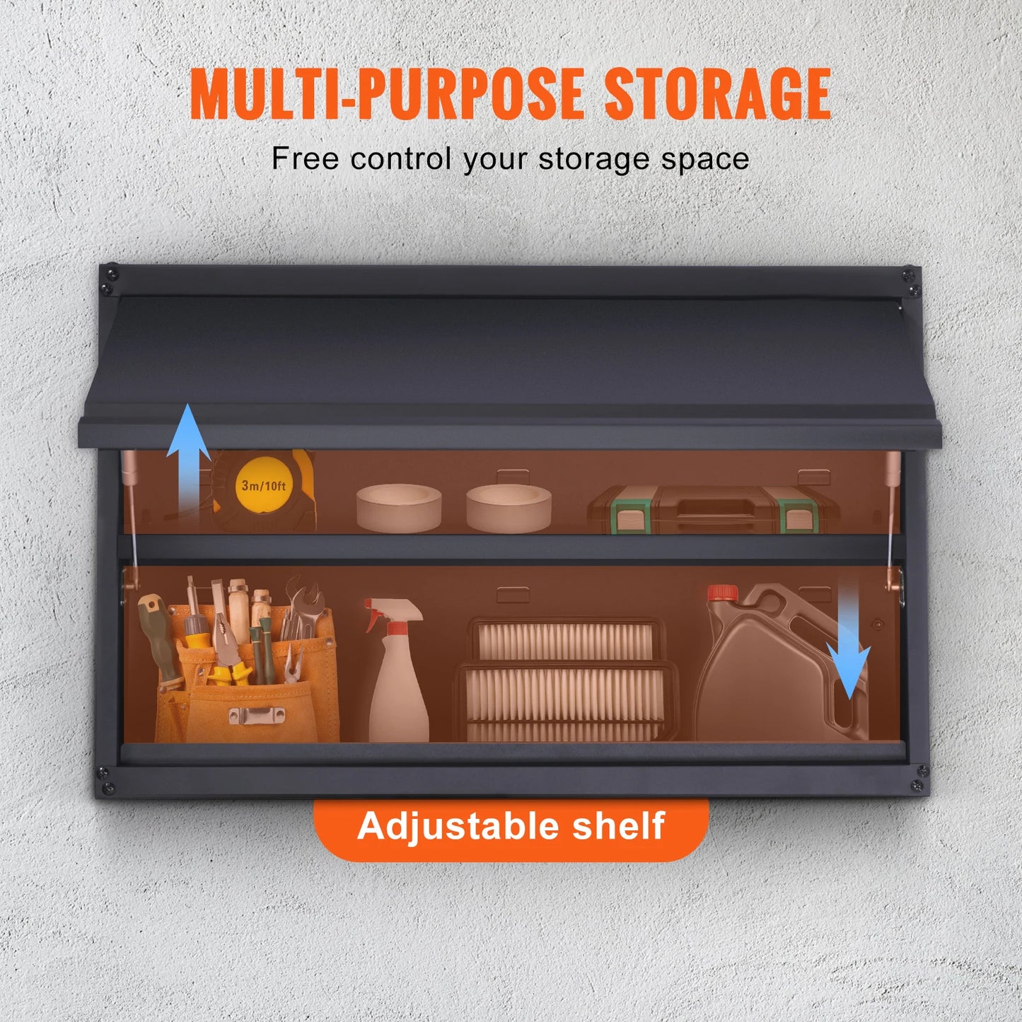 SucceBuy 120lbs per Shelf Metal Storage Cabinet 20'' Tall Wall-Mounted Steel Garage Cabinet with Adjustable Shelf for Office