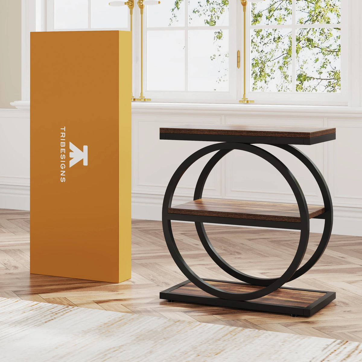 Tribesigns Industrial End Table With Storage Shelves Narrow Side Table