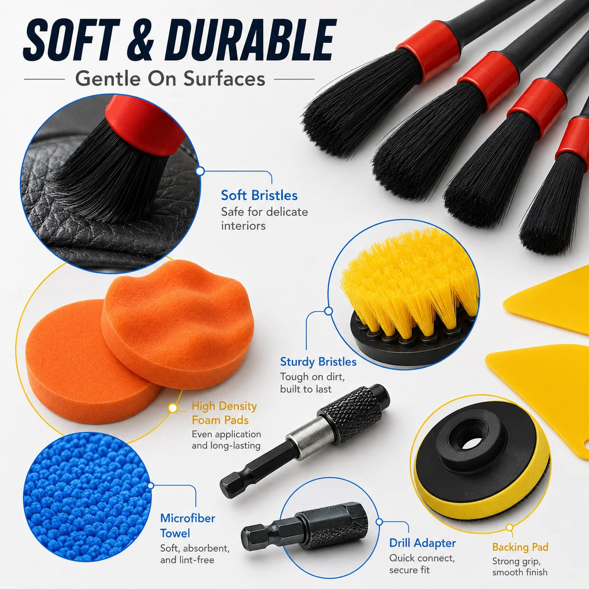 New Car Cleaning Kit Scrubber Drill Detailing Brush Set Air Conditioner Vents Towel Polisher Car Auto Detailing Tools