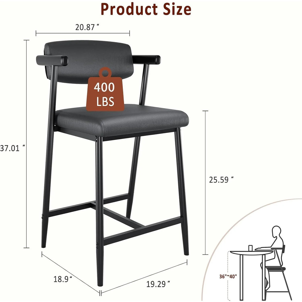Set Of 4 Upholstered Bar Stools With Arms And Backrests