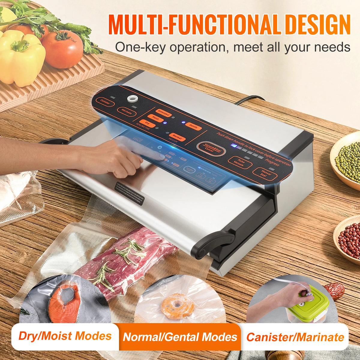 SucceBuy Commercial Automatic Vacuum Sealer With Roll Storage And Cutter
