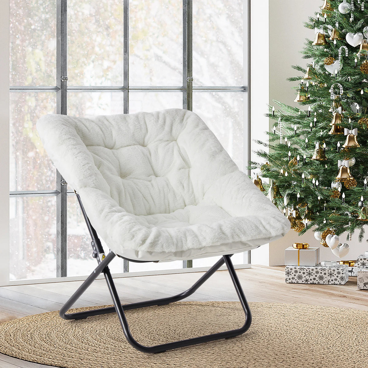 JHK Folding Metal Frame Saucer Chair For Living Room Furniture