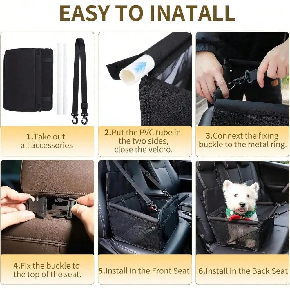 Breathable Elevated Dog Booster Car Seat With Adjustable Safety Strap Portable Travel Pet Car Carrier Bed Secure Travel Booster Seat For Small Dogs Puppies