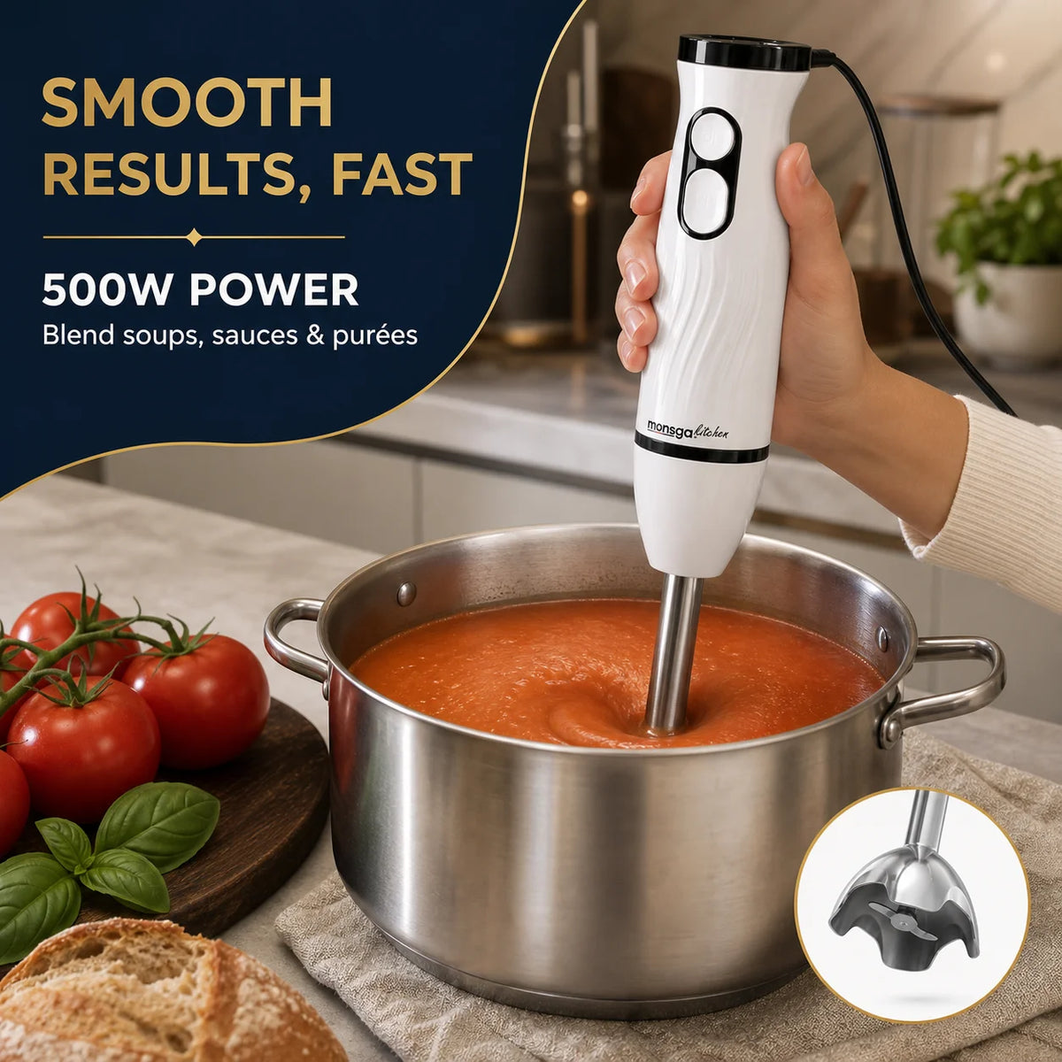 Erabros 4 In 1 Multifunctional Electric Hand Blender With Whisk