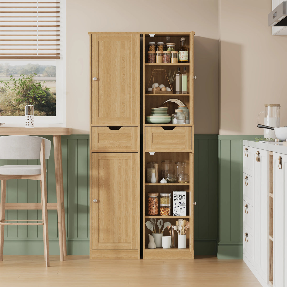 Space-Saving Slim Bathroom Storage Cabinet – Vertical Organizer Rack, Robust Particle Board, Appropriate for Basin Area, Compact Solution, Rustic Style
