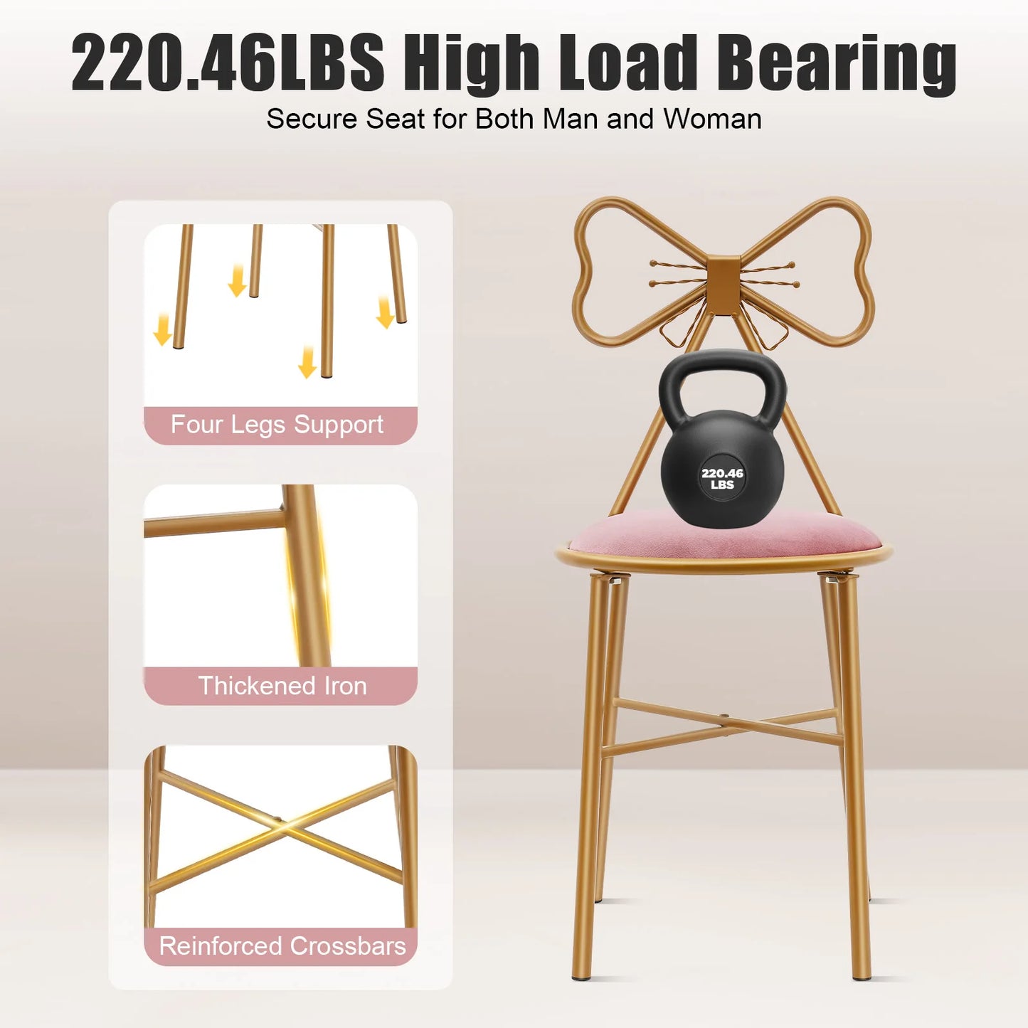 Butterfly Backrest Chair Pink Butterfly Dinning Chair Metal Makeup Stool Vanity Chair Home Furniture for Living Room Bedroom