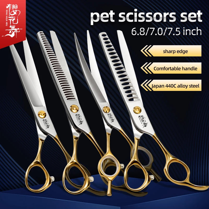 Sakura Dance Professional Pets Scissors Grooming Set for Dogs - High-End Japan 440C Professional Specific Shearing