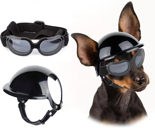 ATUBAN Dog Helmet Sunglasses for Small Dogs,UV Protection Dog Glasses Sport Hat for Medium Dogs,for Dog Outdoor Driving Walking