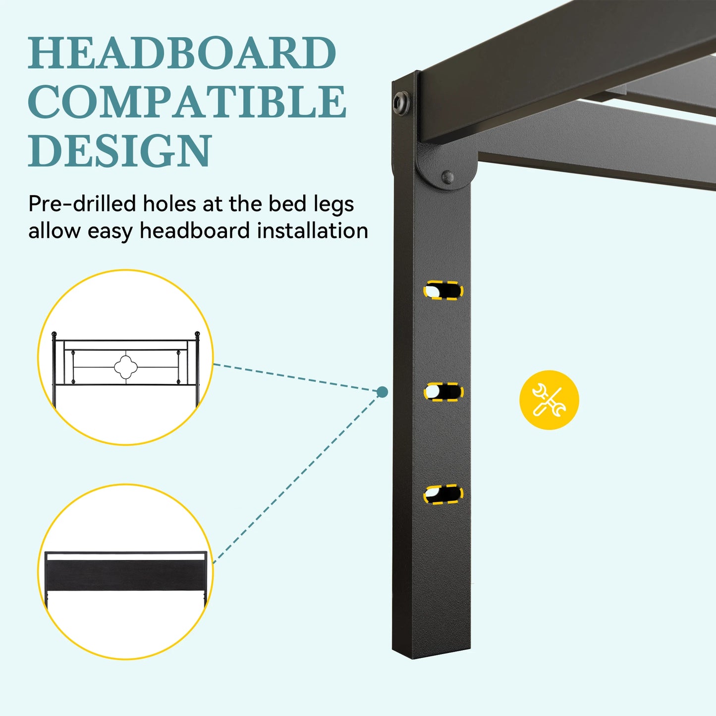 HOOMIC Sturdy Metal Bed Frame Under Bed Storage Easy Assembly