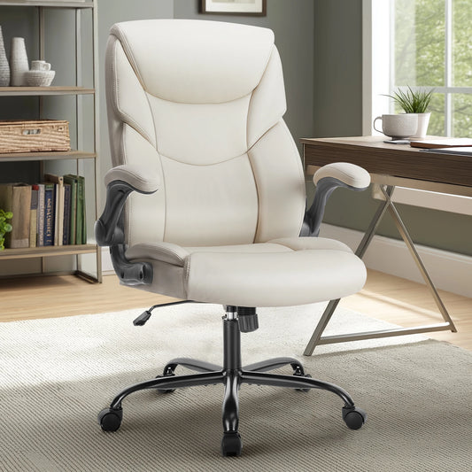 JHK Ergonomic Office Chair Heavy Duty Task Desk Chair with Flip-up Arms PU Leather Adjustable Swivel Rolling Gaming Chair