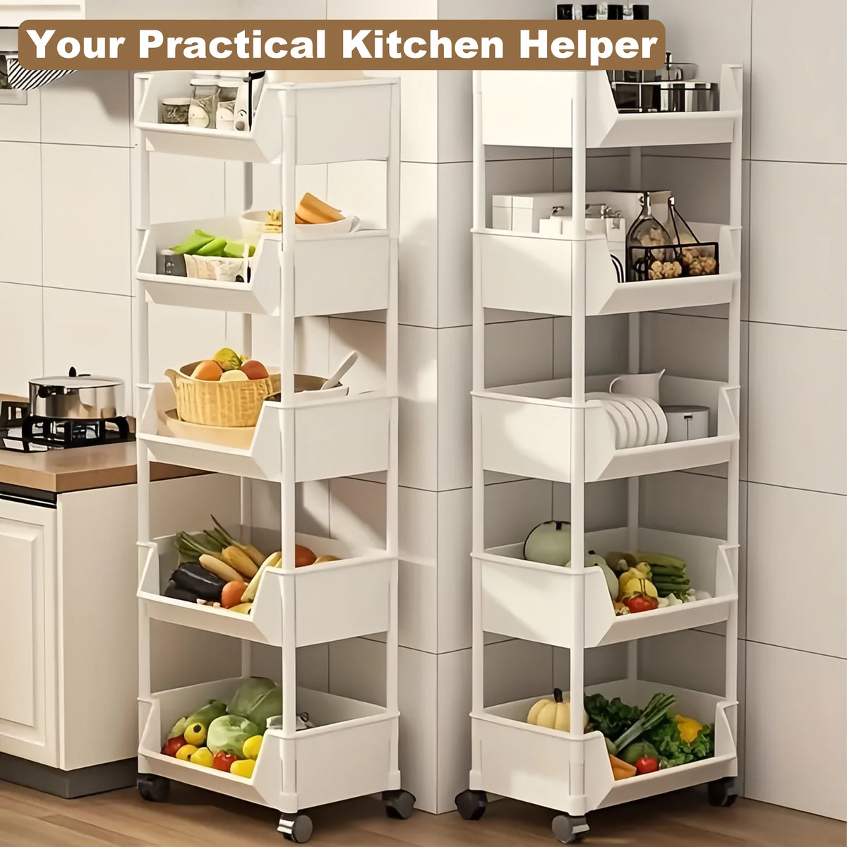 Trolley Bookshelf Kitchen Storage Rack Kitchen Corner Narrow Slit Storage Cabinet Bathroom Living Room Home Organizer