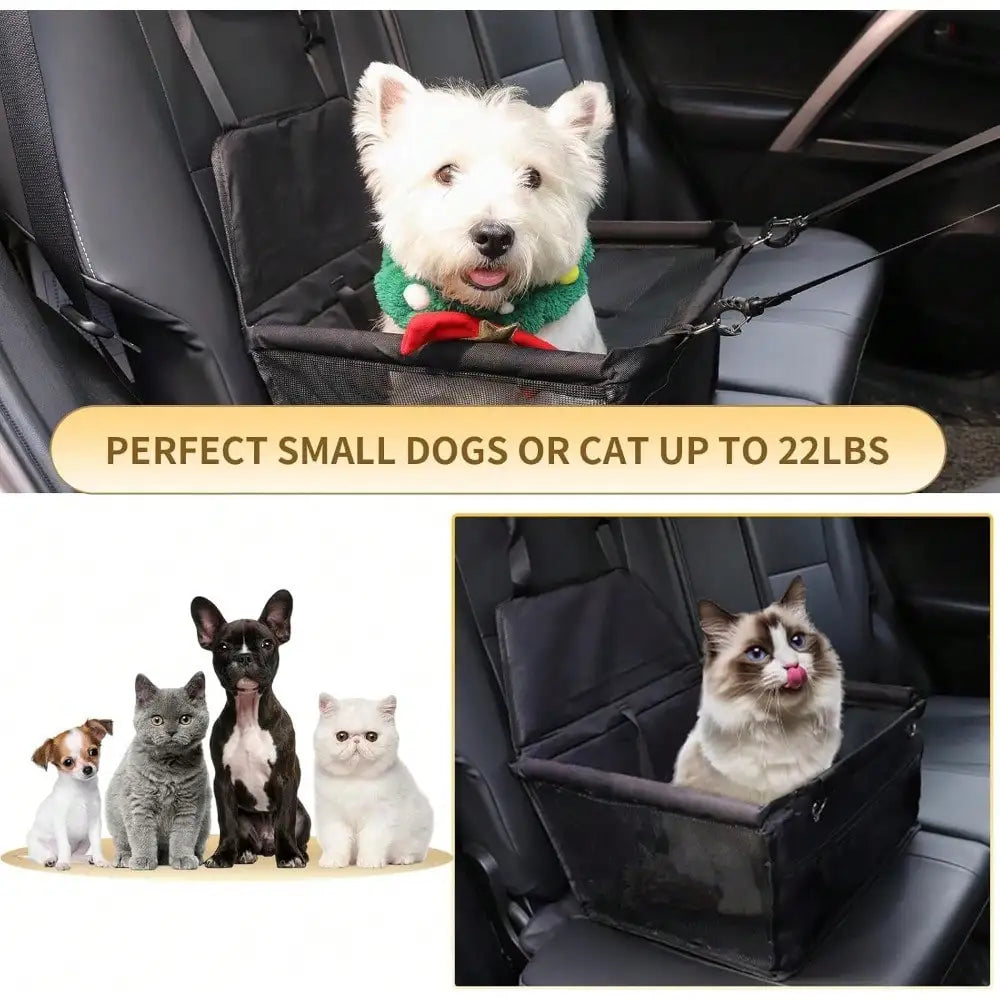 Breathable Elevated Dog Booster Car Seat With Adjustable Safety Strap Portable Travel Pet Car Carrier Bed Secure Travel Booster Seat For Small Dogs Puppies