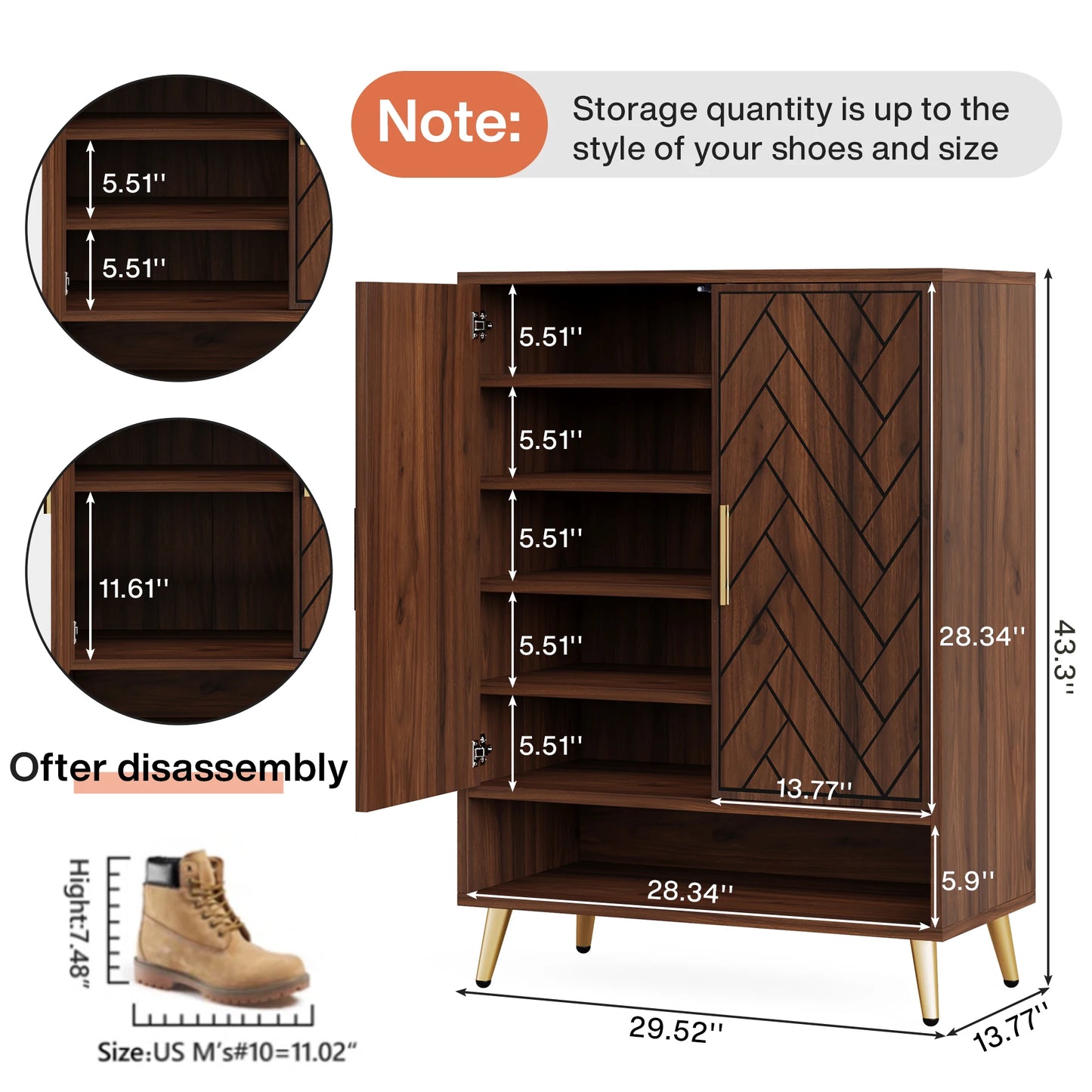 Tribesigns Wooden Shoe Cabinet With Doors Storage Furniture Antique Rack