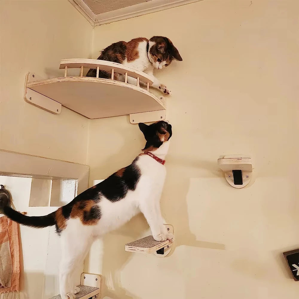 CWV Wall Mounted Cat Climbing Shelves With Sisal Scratching Post
