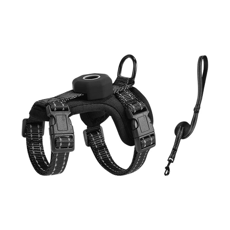 Escape-Proof Cat Harness with AirTag Holder Lightweight Reflective Adjustable Kitten Vest Harness for Outdoor Walking Active Cat
