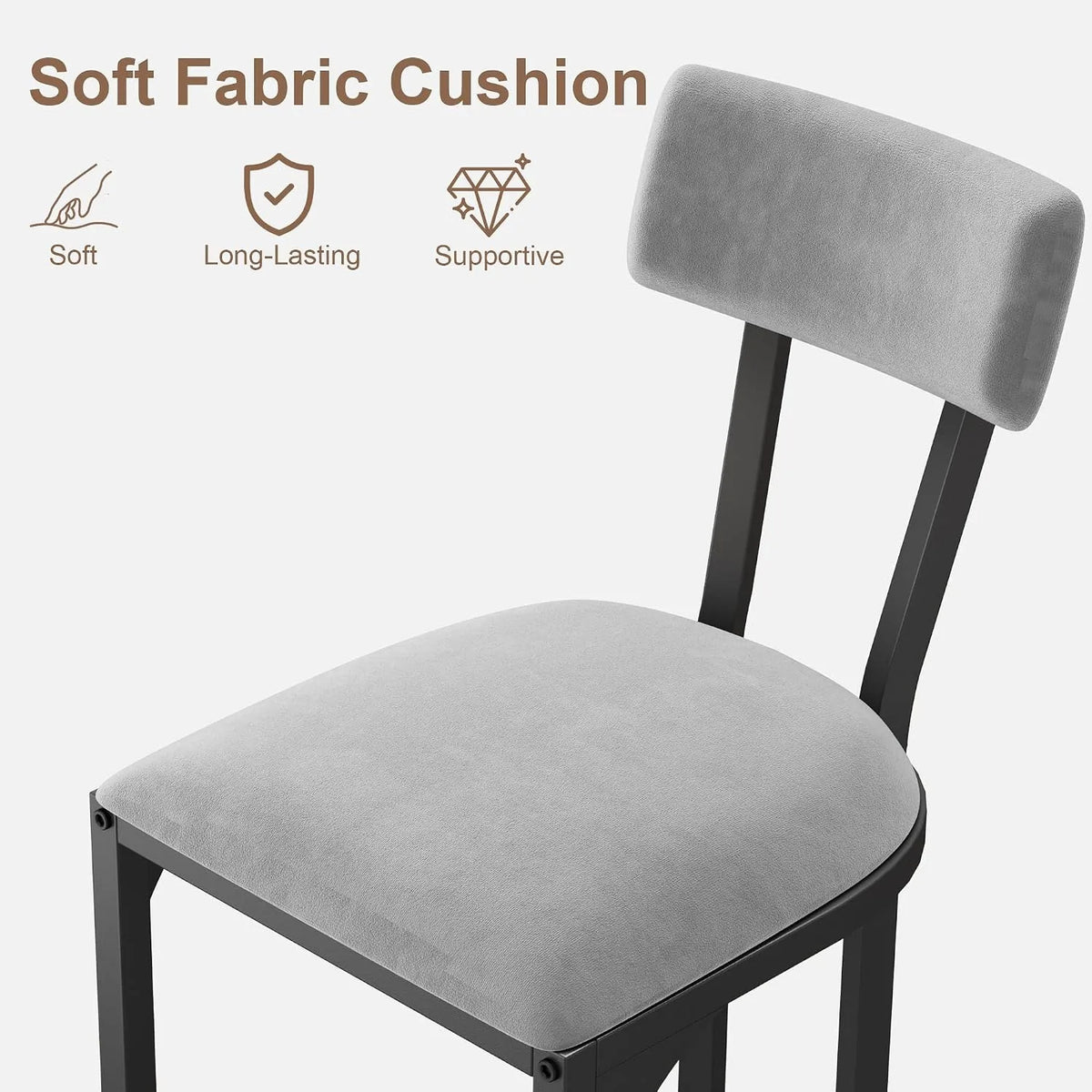 ANIXOL Upholstered Bar Stools with Backrest and Metal Frame