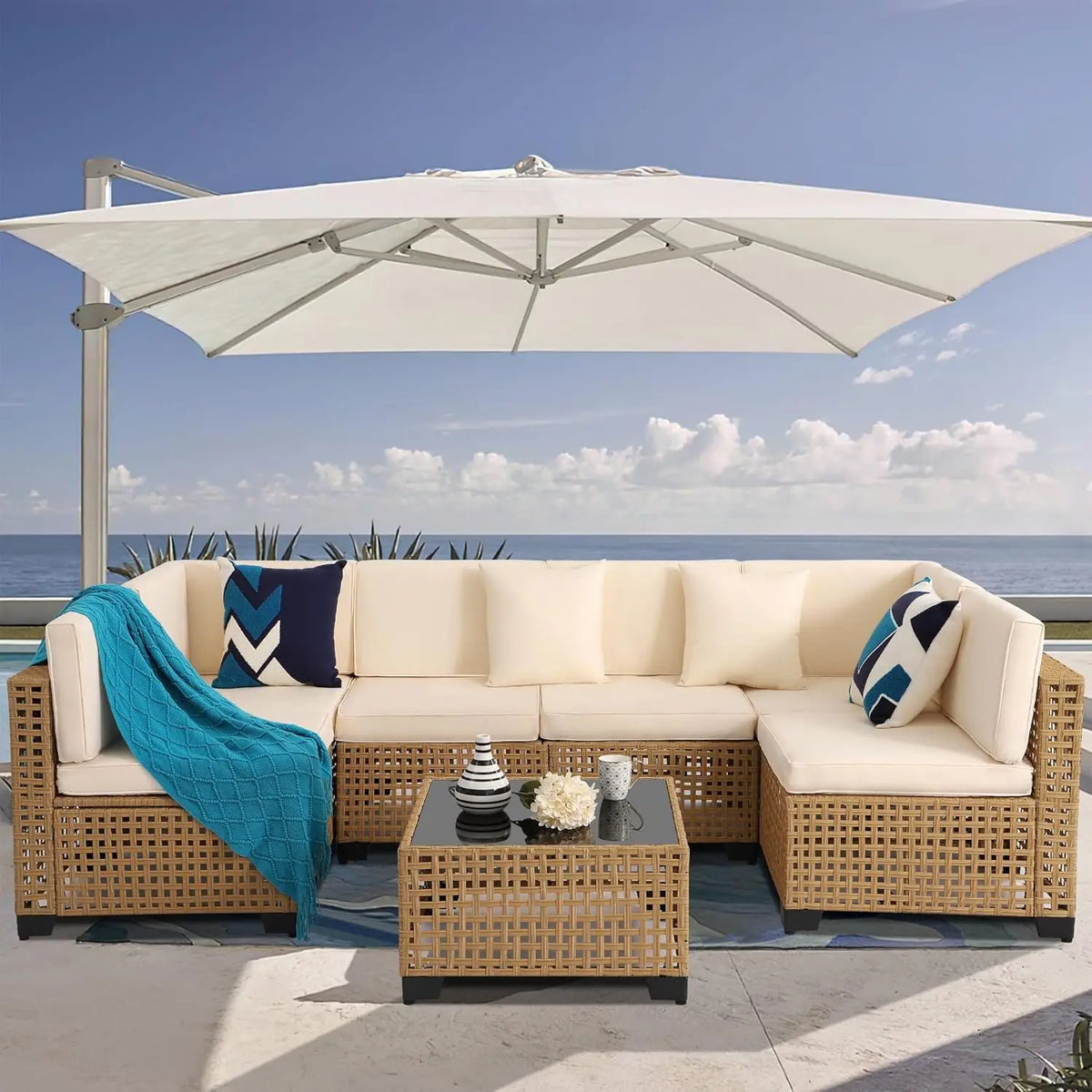 All Weather PE Rattan Outdoor Modular Sectional Conversation Patio Set