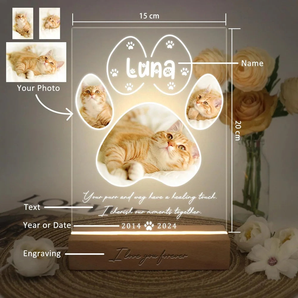 Custom Name Photo Remembrance Gift Personalized Pet Plaque Pet Memorial Frame Cat Dog Loss Gift Sympathy for Pet Lover