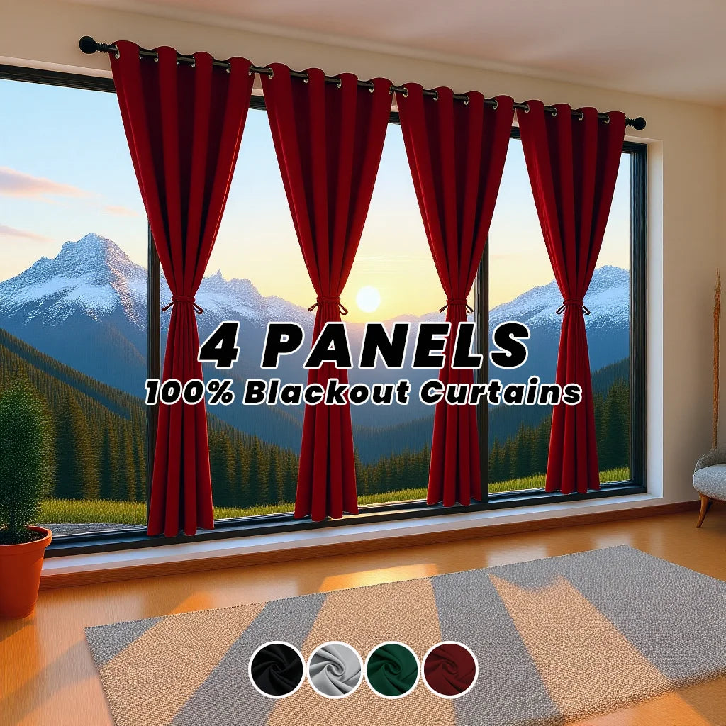 4 Panels 100% Blackout Curtains, Thermal Noise Reduce Privacy Drapes, Modern Home Xmas Decor for Living Room Bedroom Balcony