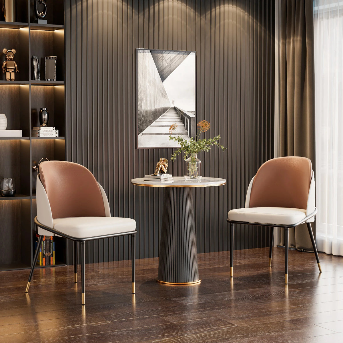 Modern Faux Leather Upholstered Kitchen Dining Chairs Set Of Two