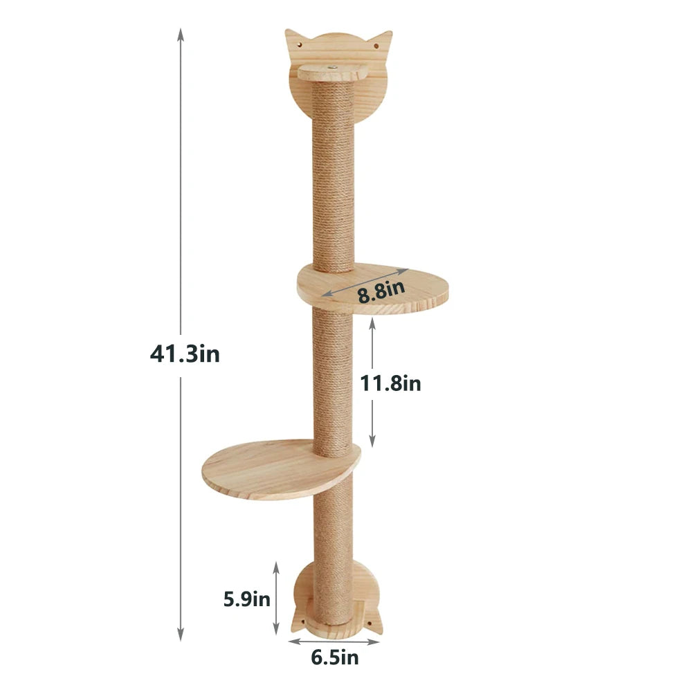 CWV Wall Mounted Cat Climbing Shelves With Sisal Scratching Post