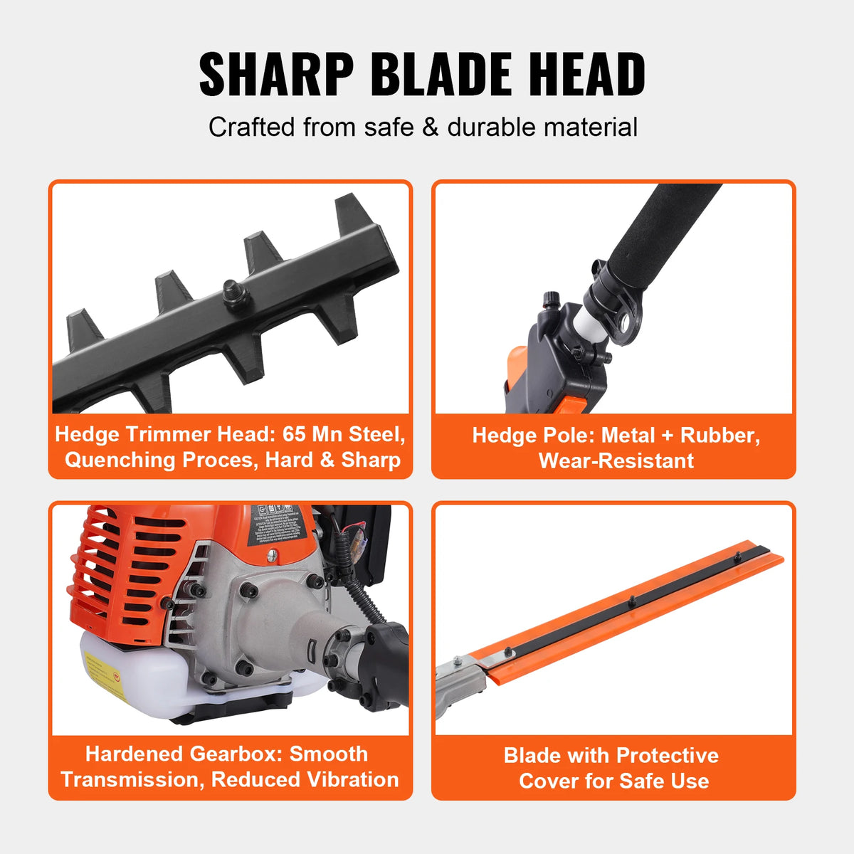 SucceBuy 52CC 6-in-1 MultiFunctional Trimming Tools Gas Hedge Trimmer Weed Eater String Trimmer Brush Cutter Edger Pole Chainsaw