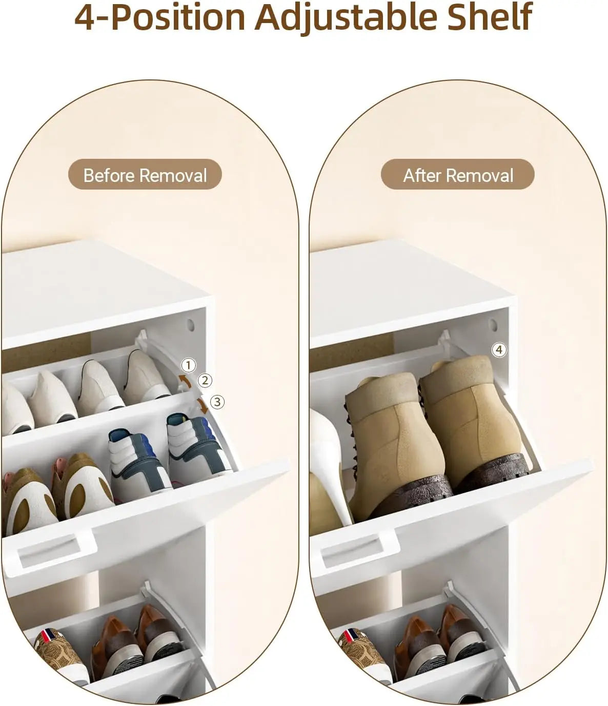 Wooden Freestanding Shoe Cabinet Flip Drawers Storage Organizer For Home