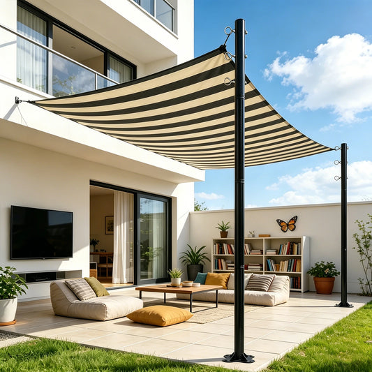 2 Pack 12ft Heavy Duty Metal Shade Sail Poles ，(Shade Sail not include）Rust-Resistant Adjustable Outdoor Support Post Kit for Patios Courtyards Backyards Gardens