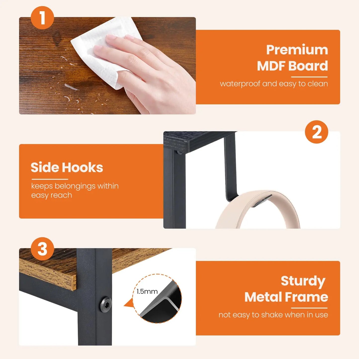 JHK Wood Computer Desk Two Drawers Office Gaming Modern Workstation