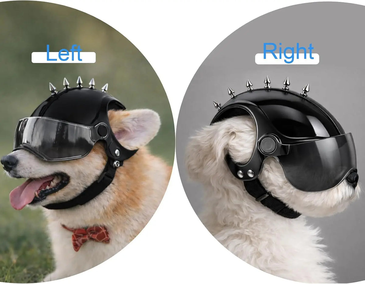 Safety Helmets Dogs Helmet Anti-UV Silver Goggles Ear Holes Adjustable Strap Comfortable Protective Small Animals Driving/Riding