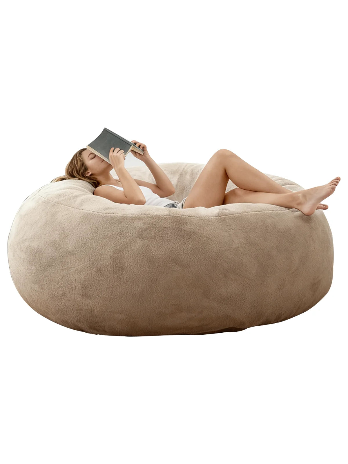 120CM×120CM×60CM, adult beanbag chair with padded beanbag inside, memory foam chair, soft flannel washable cover, ideal reading seat for bedrooms and dorms.