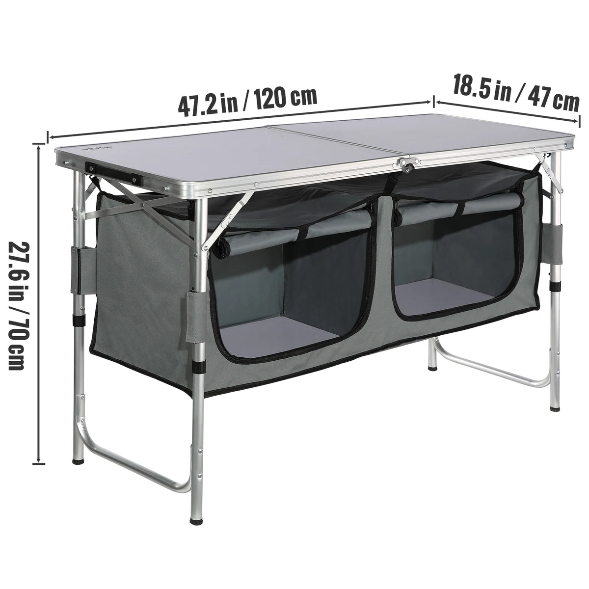 SucceBuy Camping Outdoor Kitchen Table Cabinet Foldable Folding Cooking Storage Rack Aluminum Alloy Bracket for BBQ Picnic