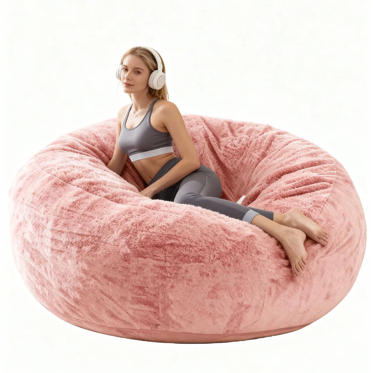 120CM×120CM×60CM, adult beanbag chair with padded beanbag inside, memory foam chair, soft flannel washable cover, ideal reading seat for bedrooms and dorms.