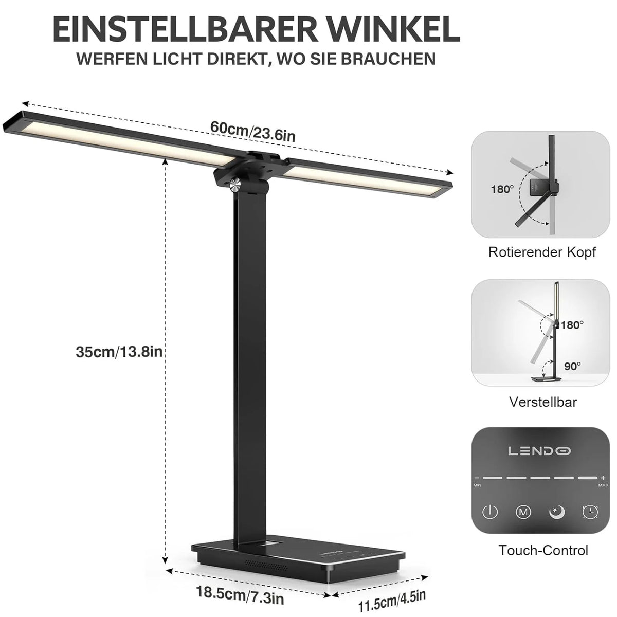 Double Head LED Desk Lamp 13W USB Power 88 LEDs Foldable Reading Light 5 Color Modes Dimmable 3000K-6000K Portable Table Lamp Adjustable Eye-Caring for Home Office Study Bedroom Dorm Living Room