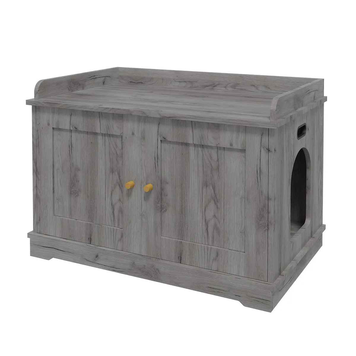 31.5 Inch Wooden Cat Litter Box Enclosure Hidden Litter Box With Barn Door Ventilated Large Pet House Furniture For All Cats