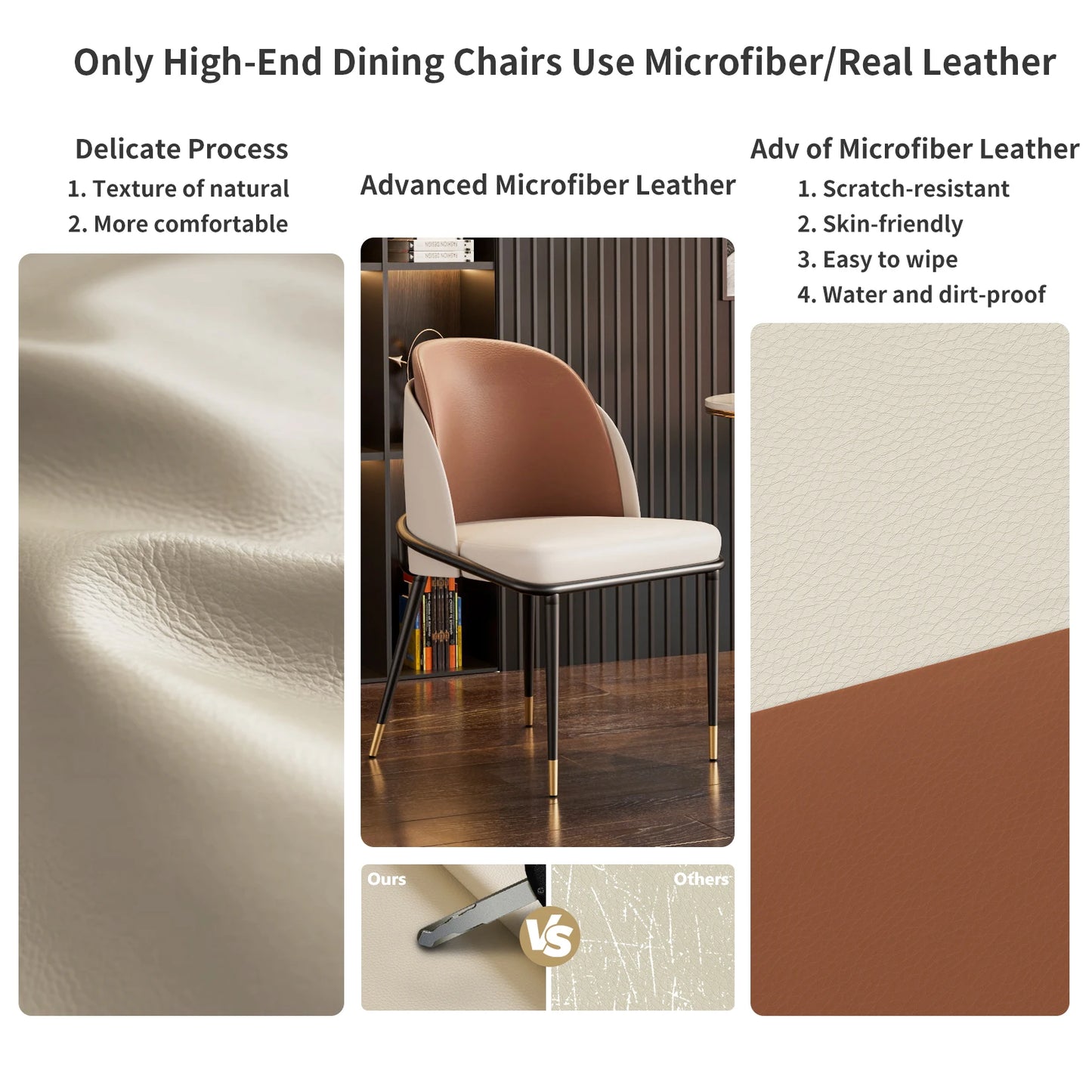 Modern Faux Leather Upholstered Kitchen Dining Chairs Set Of Two