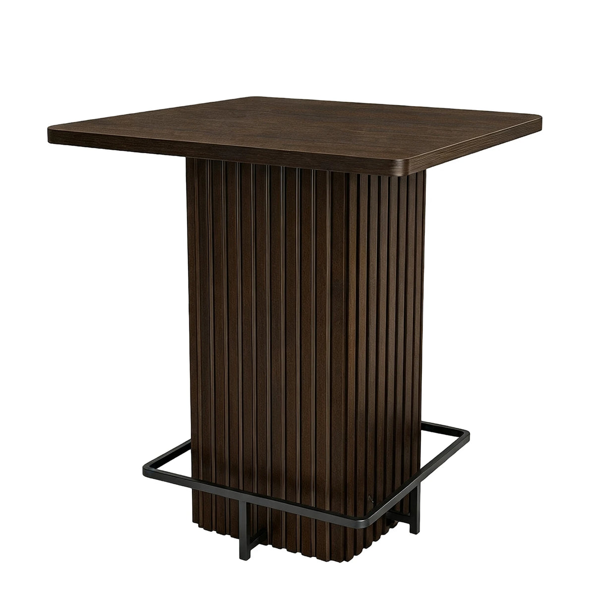 HiMISS Fluted Pedestal Counter Height Bistro Dining Table Metal Footrest