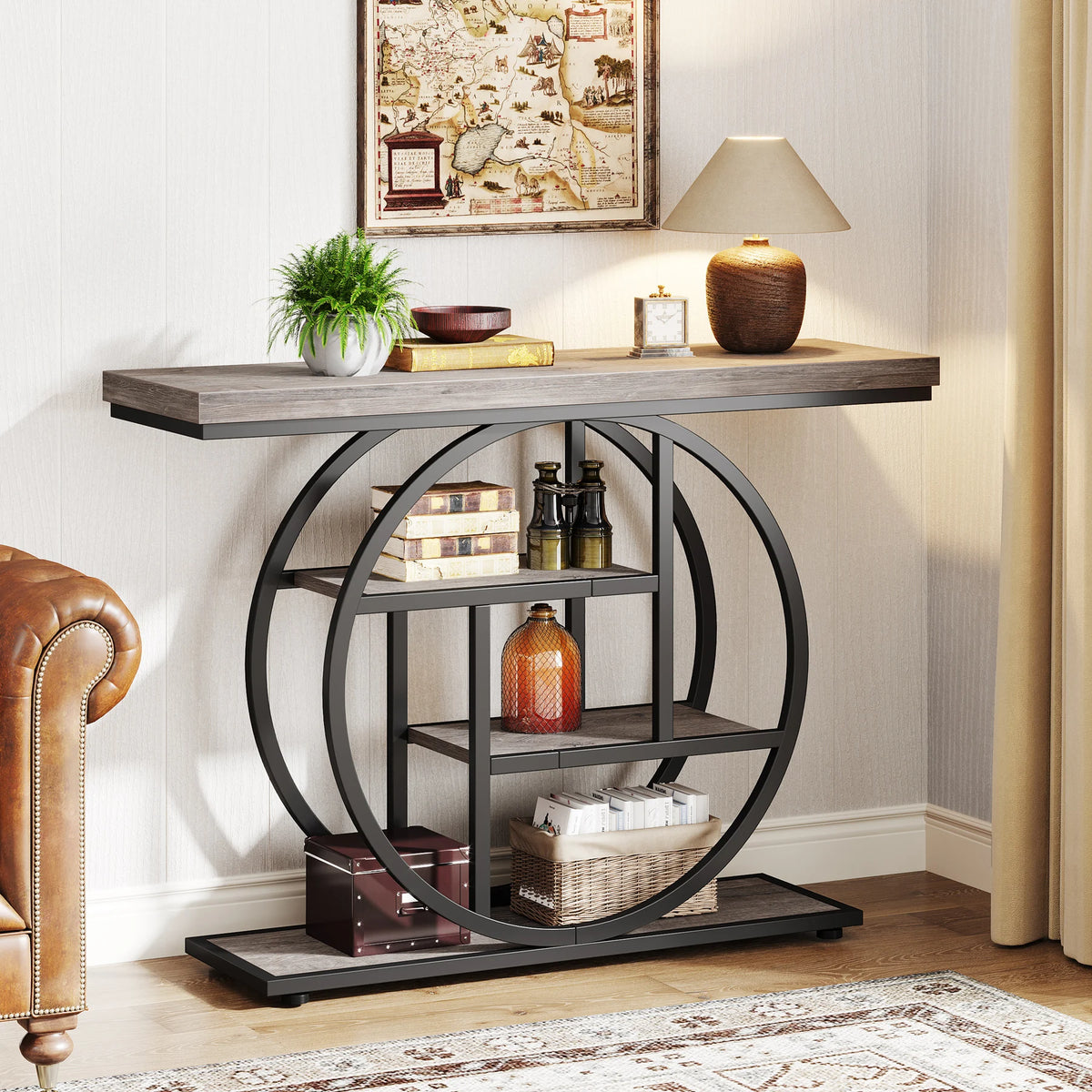 Tribesigns Industrial Console Table 4 Tier Storage Entryway Hallway Stand