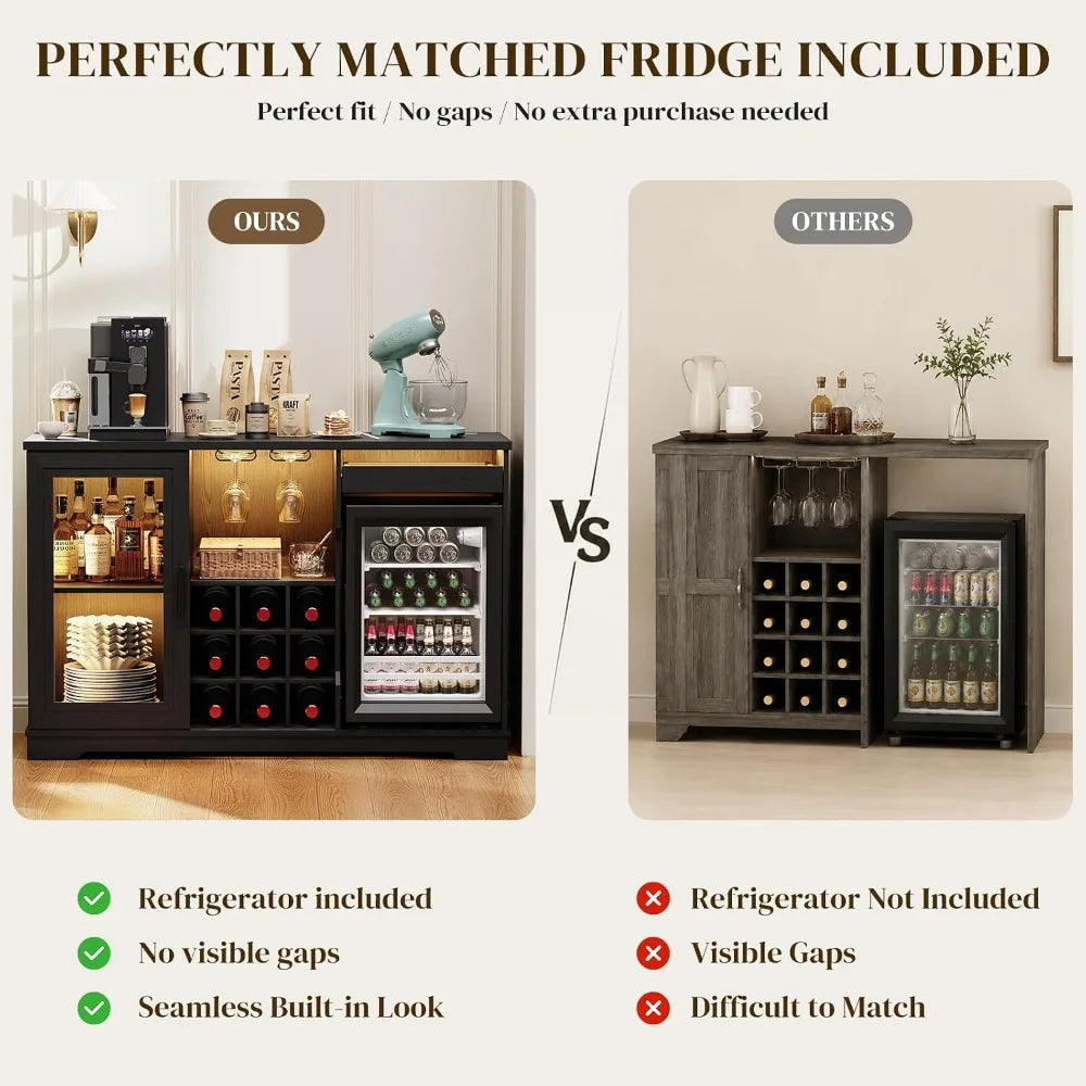 Coffee Bar Cabinet With Built In Fridge And Kitchen Storage Sideboard